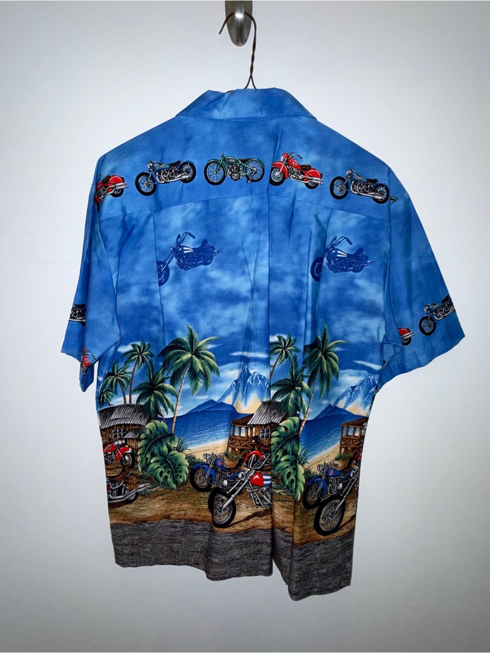 KYS Blue Motorcycle Print Camp Shirt - Picture 9 of 9